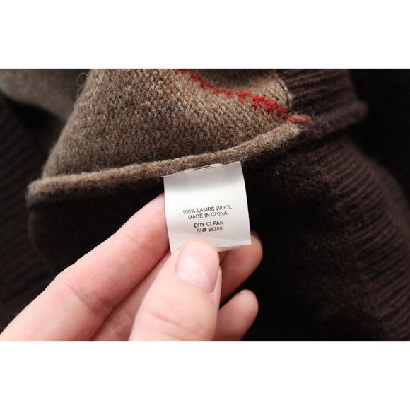Express Mens Sweater Size Small 100% Lambs Wool Argyle Preppy Academia Brown - Picture 12 of 12